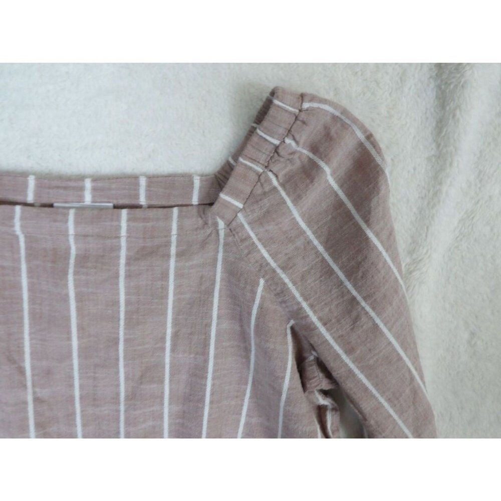 Liz Claiborne Blouse Womens Small Mauve Striped Square Neck Tie Sleeve Top - Picture 8 of 9